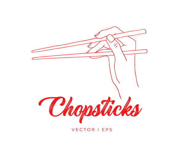 Hand drawn simple illustration, woman hand holding chopsticks. Eating with food sticks concept, Asian cutlery, doodling sketch. Hand drawn simple illustration, woman hand holding chopsticks. Eating with food sticks concept, Asian cutlery, doodling sketch. eating illustrations stock illustrations