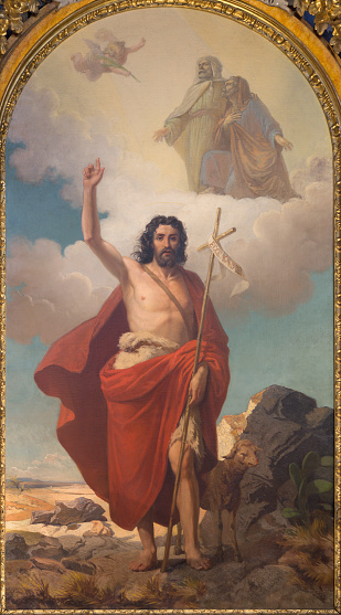 Turin - The painting of St. John the Baptist in Duomo by Rodolfo Morgari (1862).