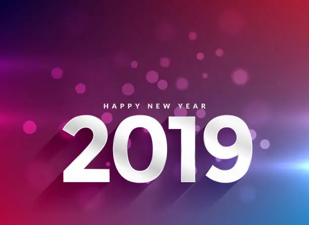 Vector illustration of 2019 happy new year bokeh background