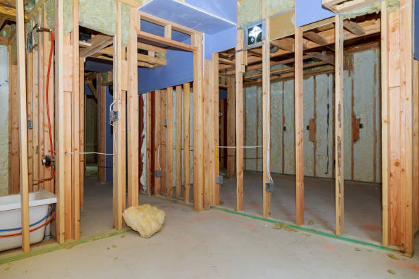istock Interior framing of a new house under construction 1079098300