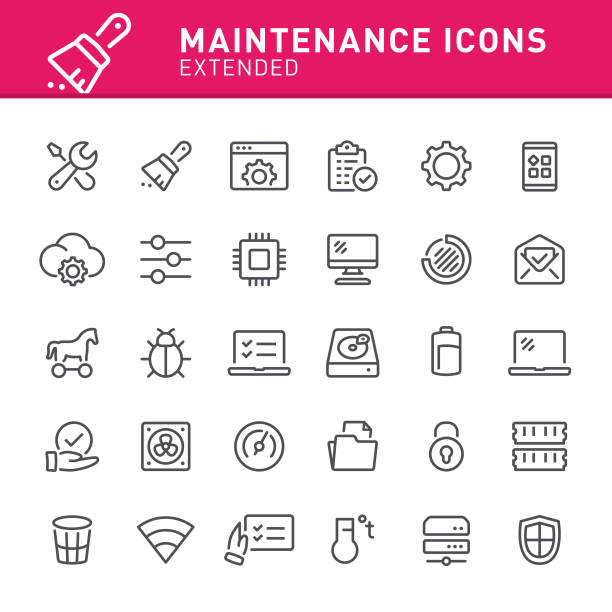 System Maintenance Icons Computer icons, CPU, maintenance, icon, icon set, system, smart phone, technology, hardware, software, PC debugging stock illustrations