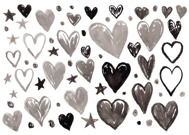 istock Collection of black ink hearts for Valentines day 1079108188