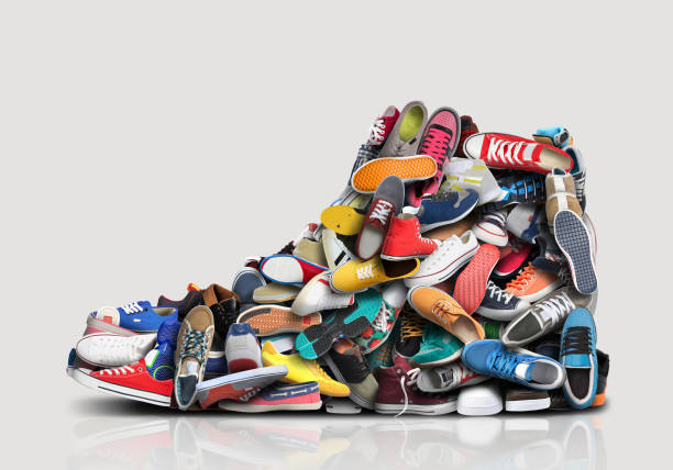 Great sneaker Great sneaker made up of different little sneakers and shoes group of objects colourful stock pictures, royalty-free photos & images