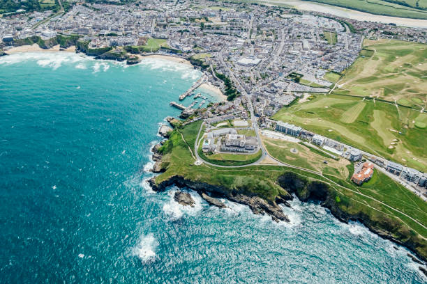 istock Aerial Views over Newquay, Cornwall on a sunny June day. 1079128496