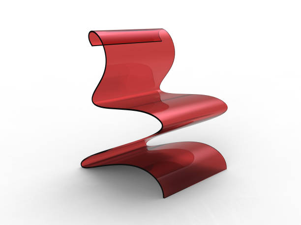 istock 3D illustration of a red Curvy Plastic chair isolated on a white background 1079149596