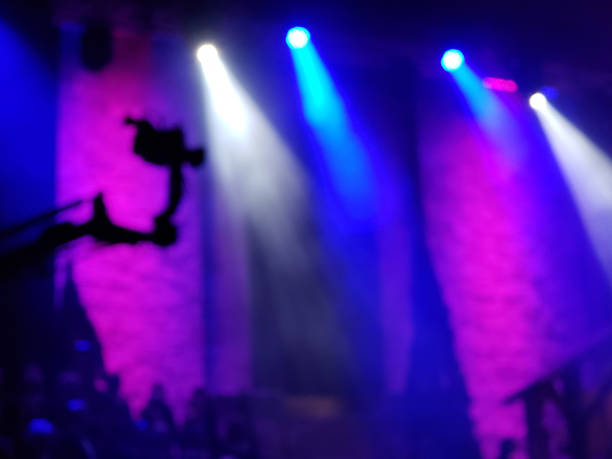 istock Blurred Movie Camera on a Boom with Theatre Lights on Stage 1079150100