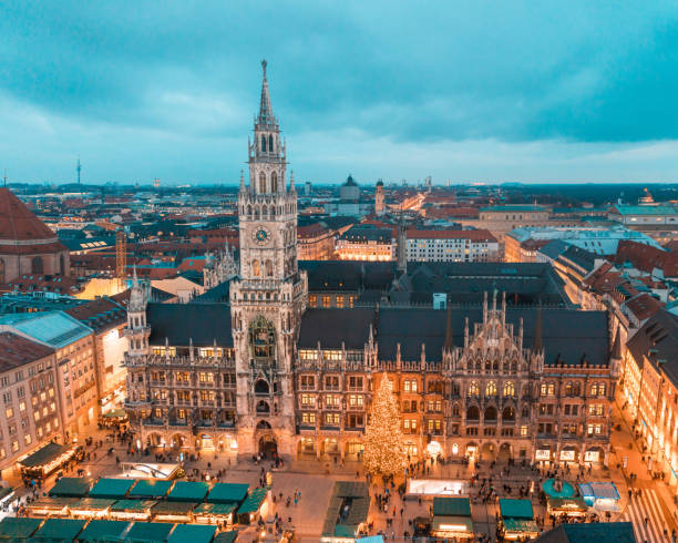 istock Munich Rathaus with Christmas tree and decorations 1079151922