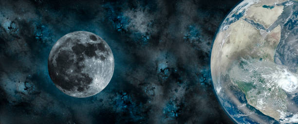 istock Earth and Moon on the background 1079154420