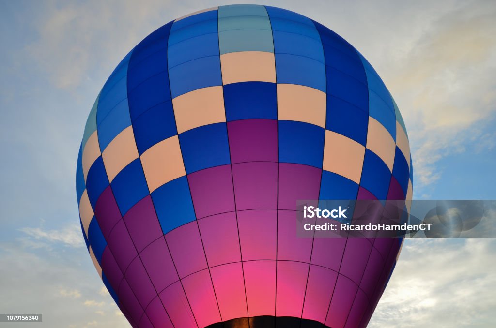 ADIRONDACK BALLOON FESTIVAL 2018 pic2 Single hot air balloon ready to ascend; Glens Falls, NY; ADIRONDACK BALLOON FESTIVAL 2018 Adirondack Mountains Stock Photo