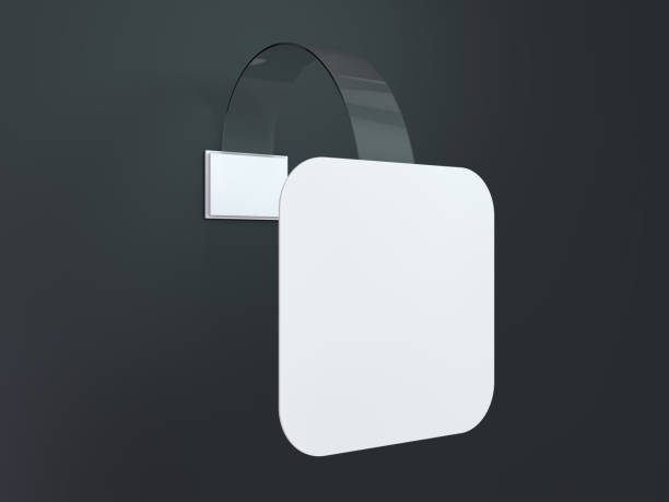 istock Blank wobbler hanging on wall mockup. 3D 1079156570