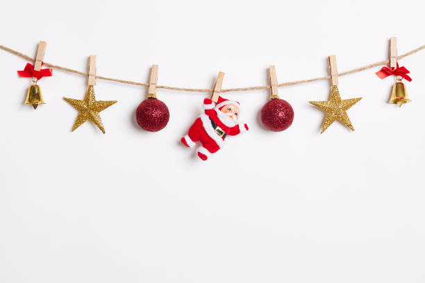istock Christmas Decoration Hanging with Robe on White Background.Flat Lay,Top View 1079173008