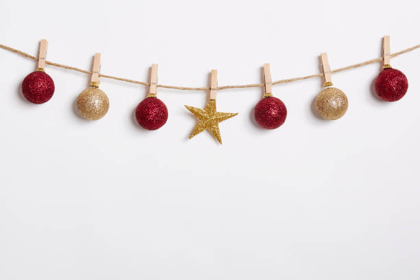 istock Christmas Decoration Hanging with Robe on White Background.Flat Lay,Top View 1079173036