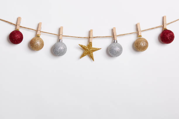 istock Christmas Decoration Hanging with Robe on White Background.Flat Lay,Top View 1079173050