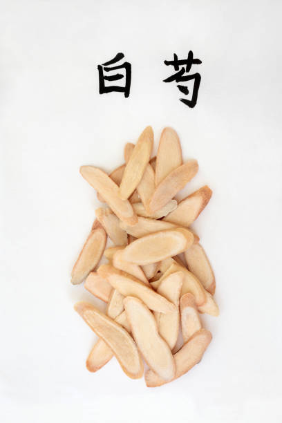 흰 모란 루트 허브 - chinese medicine nutritional supplement herb pill 뉴스 사진 이미지