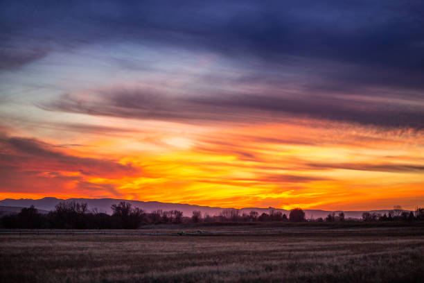 tramonto in campagna - outdoors environment nature boise foto e immagini stock