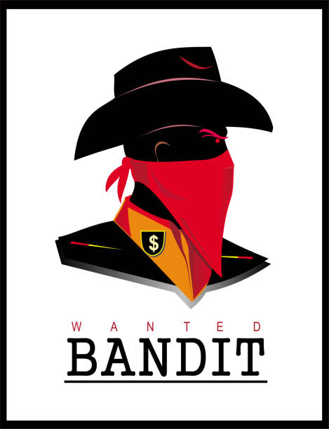 Bandit, wanted, villain - ilustração de arte vetorial