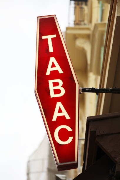 istock Illuminated French Red And White Sign Tabac 1079179160