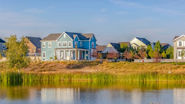 istock Waterfront homes reflected on calm Oquirrh Lake 1079187916