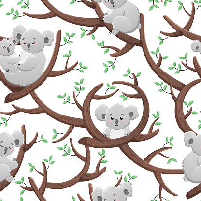 Funny Seamless Pattern With Cartoon Koalas Template For Design Print Packaging Wallpaper Vector Doodle Texture Stock Illustration - Download Image Now - iStock Funny Seamless Pattern With Cartoon Koalas Template For Design Print Packaging Wallpaper Vector Doodle Texture Stock Illustration - Download Image Now - iStock