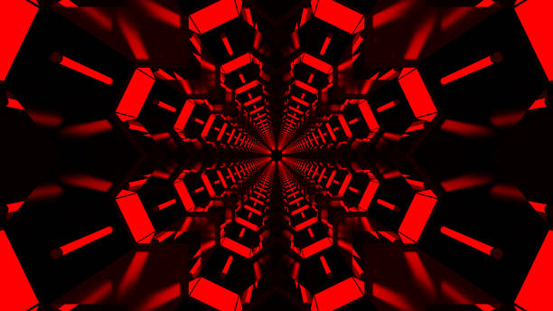 istock Red Futuristic tunnel. Future interior background, 3d rendering 1079237244