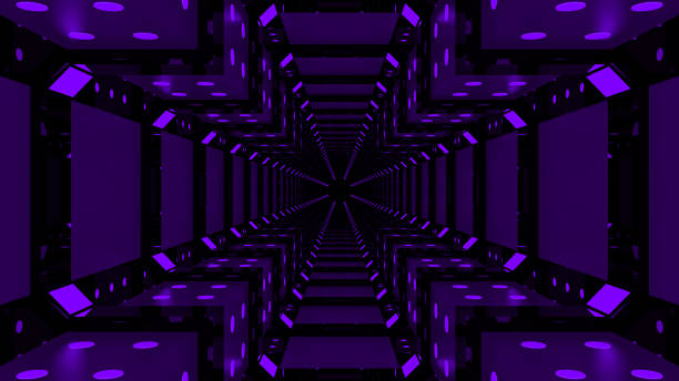 istock Abstract light corridor. Futuristic tunnel. Future interior background, business, sci-fi science concept. 3d rendering 1079241988
