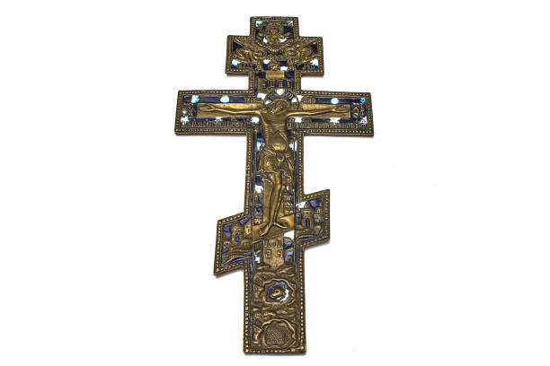 istock cross old orthodox copper on white isolated background 1079254562