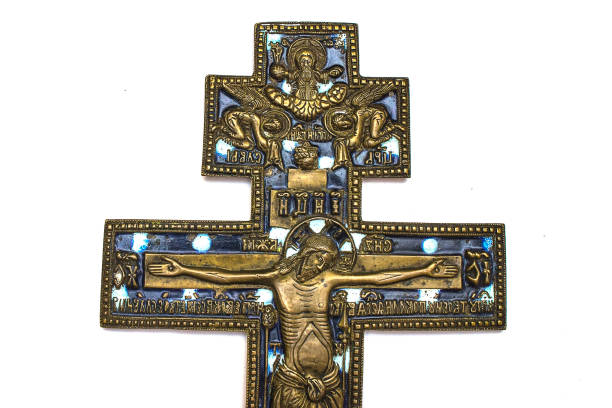 istock cross old orthodox copper on white isolated background 1079254608