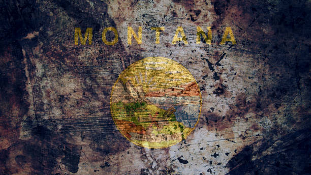 istock Very Grungy Montana Flag, Grunge Background Texture 1079261134