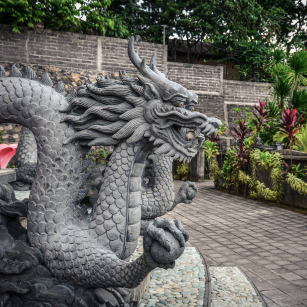 istock Sculpture of dragon in budhist temple 1079262426