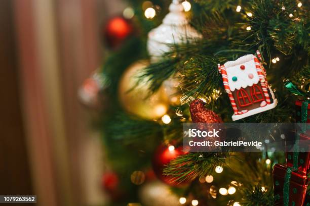 Christmas Tree With Details Stock Photo - Download Image Now - Abstract, Backgrounds, Branch - Plant Part