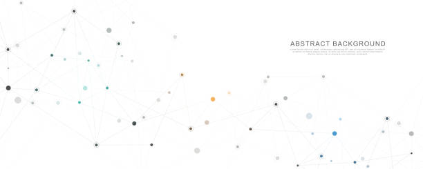 ilustrações de stock, clip art, desenhos animados e ícones de geometric abstract background with connected dots and lines. molecular structure and communication concept. digital technology background and network connection. - social networking abstract community molecular structure