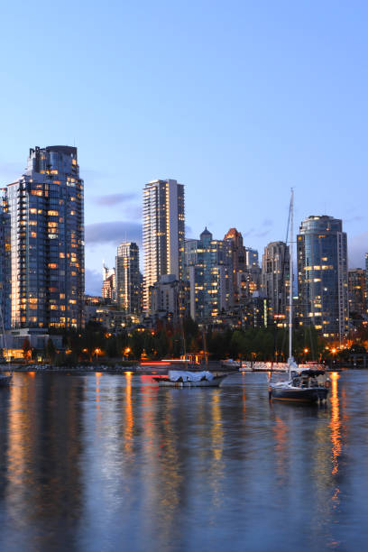 istock Vertical twilight view of Vancouver across bay 1079267702