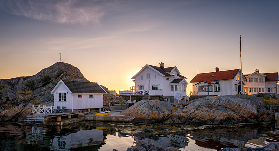 Holiday villas in Swedish archipelago. Bohuslan, Sweden.