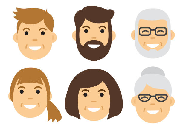 People icon. Male and female faces. Vector illustration People icon. Male and female faces. Vector illustration stubble stock illustrations