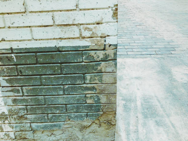 istock Brick wall. Architecture. Gray and white stone. Brick building 1079285178