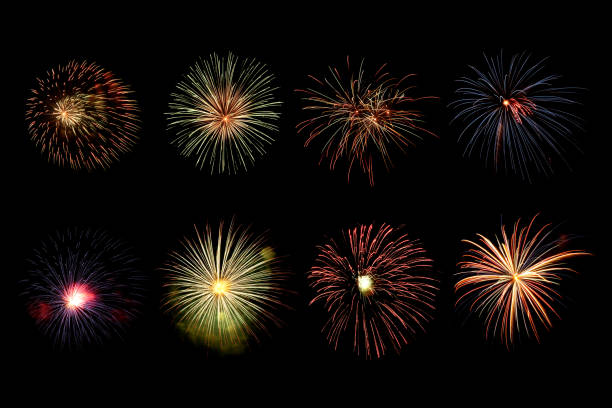istock Set of beautiful sparkling vivid fireworks 1079305054