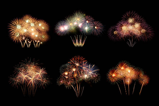 istock Set of beautiful sparkling vivid fireworks 1079305126
