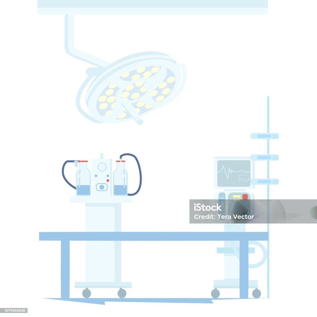 Operating Room Computer Simple Drawing Modern Operating Room Medical Equipment Vector Stock Illustration ...