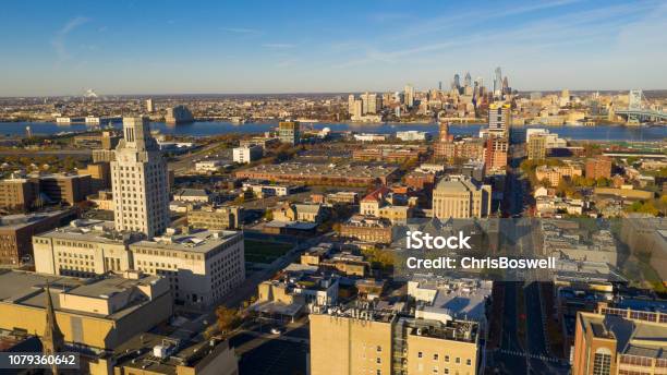 Aerial View Over Camden New Jersey Downtown Philadelphia Visable Stock Photo - Download Image Now