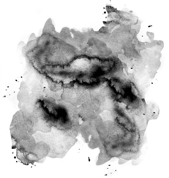 istock Black watercolor shape on white 1079374690