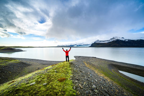 istock Hiker enjoying sunlight during arctic winter 1079388394
