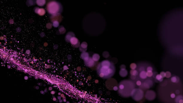 istock black digital abstract background with wave orange, pink, purple particles, glow sparkles and space with depth of field. Particles form lines, surface and grid. 1079398170