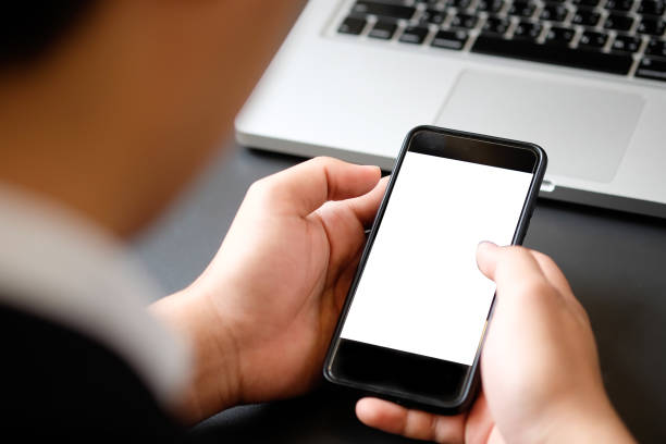 istock Cropped shot businessman in suit using mockup smartphone. 1079401962