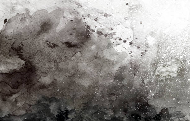 istock Black watercolor abstract ocean on white 1079403548