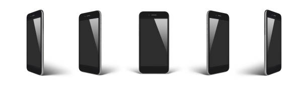 Perspective concept of empty screen smartphone isolated