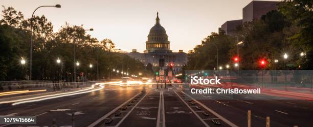 Early Morning Traffic Pennsylvania Avenue District Of Columbia National Capital Stock Photo - Download Image Now