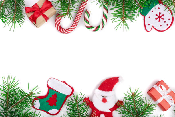 istock Christmas frame decorated isolated on white background with copy space for your text 1079433488