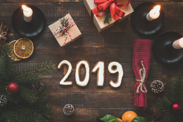 istock New Year or Christmas table setting with 2019 letters 1079433966