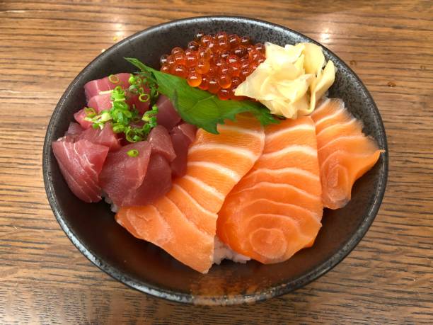 istock Tuna and salmon with bowl rice 1079445000