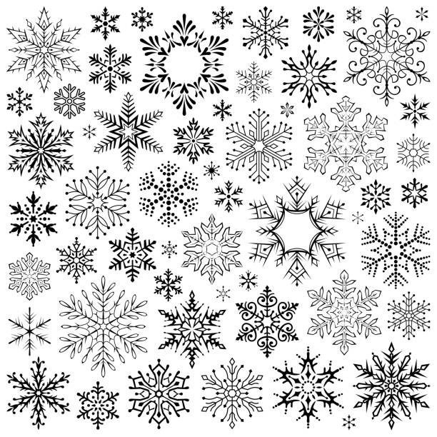 illustrations, cliparts, dessins animés et icônes de flocons de neige - swirl vector decoration stencil